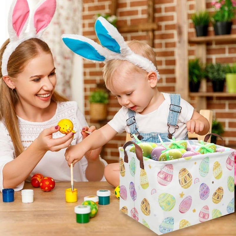FXOCSHE FXOLCSHE Rectangular Easter basket,Laundry Hamper,Kids Toy Storage Basket for baby Bedroom,Kids Storage Bin,Toy Gift Organizerm,Home Decor(Love egg) - Image 5